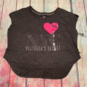 Victoria's Secret Supermodel Essentials Top Womens XS Gray Pink NYC New York Tee